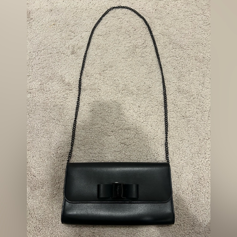 Salvatore Ferragamo Black Crossbody Bag with Bow Detail - Picture 2 of 12